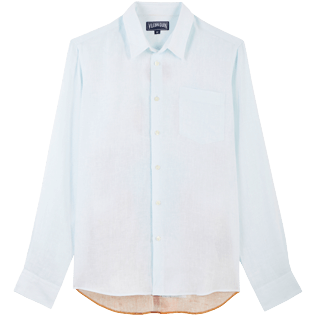 Imagen de Hombre Autros Estampado - Camisa de lino con estampado Père & Fils para hombre, Cielo 2 vista frontal Imagen de Hombre Autros Estampado - Camisa de lino con estampado Père & Fils para hombre, Cielo 2 vista frontal