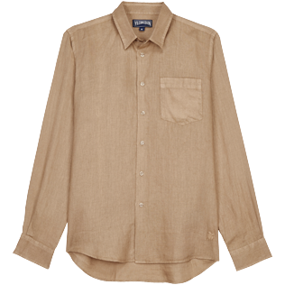 Men Others Solid - Men Linen Shirt Natural Dye, Nuts front view
