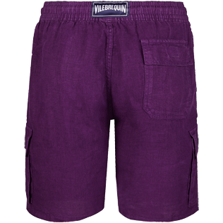 Herren Andere Uni - Solid Leinen-Bermudashorts mit Cargotaschen für Herren, Reddish purple back Herren Andere Uni - Solid Leinen-Bermudashorts mit Cargotaschen für Herren, Reddish purple back