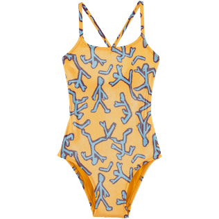 Girls One Piece Printed - Danse du Feu One piece, Turmeric front Girls One Piece Printed - Danse du Feu One piece, Turmeric front