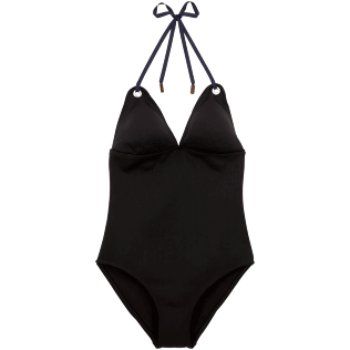 Femme Une Pièce Uni - Maillot une pièce Néoprène Uni, Noir front Femme Une Pièce Uni - Maillot une pièce Néoprène Uni, Noir front