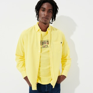 Photo de Homme AUTRES Uni - T-shirt manches longues en coton, Citron vue de détail 4 Photo de Homme AUTRES Uni - T-shirt manches longues en coton, Citron vue de détail 4