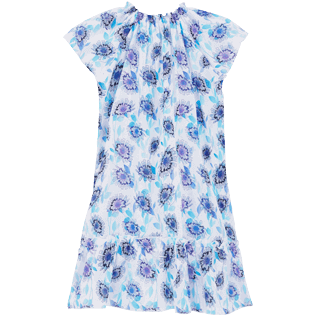 Mädchen Andere Bedruckt - Flash Flowers Kleid aus Baumwolle für Mädchen, Purple blue Rückansicht