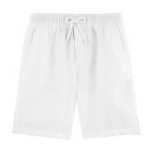 Boys Shorts Solid - Boys Linen Bermuda Shorts Solid, White front Boys Shorts Solid - Boys Linen Bermuda Shorts Solid, White front