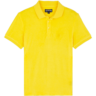 Men Others Solid - Men Terry Cloth Polo Shirt Solid, Citron front Men Others Solid - Men Terry Cloth Polo Shirt Solid, Citron front