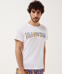 Herren Andere Bedruckt - Octopus Band T-Shirt aus Baumwolle für Herren, Weiss Vorderseite getragene Ansicht