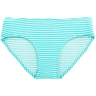Damen Unterteile Grafisch - Gestreifte Bikinihose aus Frottee, Lagune front Damen Unterteile Grafisch - Gestreifte Bikinihose aus Frottee, Lagune front