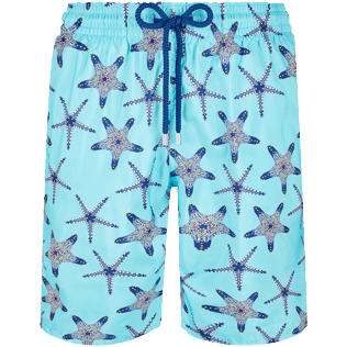 Hombre Clásico largon Estampado - Men Long Ultra-light and packable Swimwear Starfish Dance, Lazulii blue front Hombre Clásico largon Estampado - Men Long Ultra-light and packable Swimwear Starfish Dance, Lazulii blue front