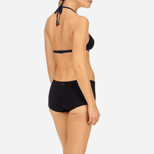 Mujer Tríangulo Liso - Top de bikini de triángulo de neopreno liso, Negro supp2 Mujer Tríangulo Liso - Top de bikini de triángulo de neopreno liso, Negro supp2