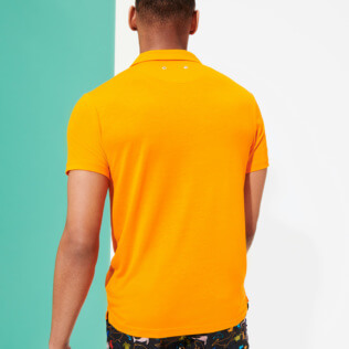 Men Others Solid - Men Tencel Polo Shirt Solid, Apricot backworn Men Others Solid - Men Tencel Polo Shirt Solid, Apricot backworn