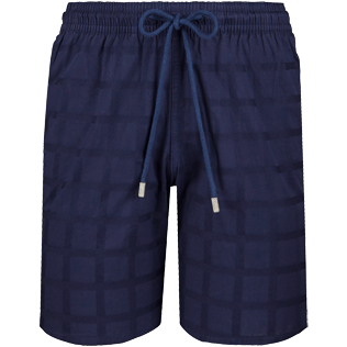 Hombre Autros Gráfico - Bermudas tipo cargo de algodón con estampado Carreaux para hombre, Azul marino front Hombre Autros Gráfico - Bermudas tipo cargo de algodón con estampado Carreaux para hombre, Azul marino front