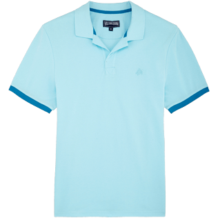 Hombre Autros Liso - Polo en piqué de algodón de color liso para hombre, Aguamarina front Hombre Autros Liso - Polo en piqué de algodón de color liso para hombre, Aguamarina front