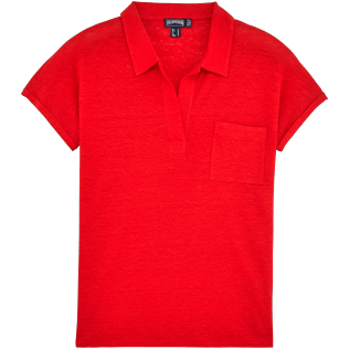 Donna Altri Unita - Polo in jersey di lino a tinta unita, Papavero front Donna Altri Unita - Polo in jersey di lino a tinta unita, Papavero front