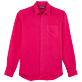 Men Others Solid - Men Linen Shirt Solid, Shocking pink front view