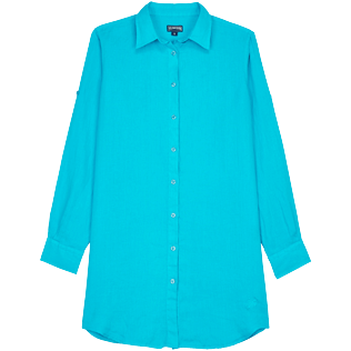 Damen Andere Uni - Solid Hemdkleid aus Leinen für Damen, Curacao Vorderansicht