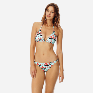 Donna Foulard Stampato - Top bikini donna all'americana Hong Kong, Menta frontworn Donna Foulard Stampato - Top bikini donna all'americana Hong Kong, Menta frontworn