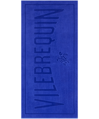 Solid Organic Cotton Beach Towel Purple blue front view