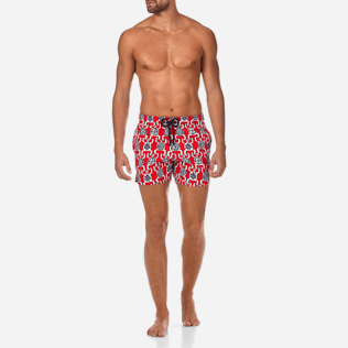 Herren Klassische Moorea Bedruckt - Primitive Turtles Superflex-Badeshorts, Mohnrot frontworn Herren Klassische Moorea Bedruckt - Primitive Turtles Superflex-Badeshorts, Mohnrot frontworn