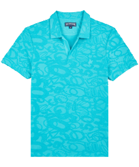 Herren Andere Uni - Solid Polohemd aus Jacquard-Frottee für Herren, Aquamarin blau Vorderansicht