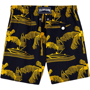 Men Classic / Moorea Embroidered - All Over Palm Trees Embroidery Swimwear, Navy back Men Classic / Moorea Embroidered - All Over Palm Trees Embroidery Swimwear, Navy back