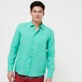 Hombre Autros Liso - Camisa de lino lisa para hombre, Nenuphar vista frontal desgastada Hombre Autros Liso - Camisa de lino lisa para hombre, Nenuphar vista frontal desgastada