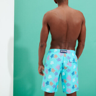 Herren Klassische lange Bedruckt - Lange Ronde des Tortues Indies Badeshorts für Herren, Lazulii blue backworn Herren Klassische lange Bedruckt - Lange Ronde des Tortues Indies Badeshorts für Herren, Lazulii blue backworn
