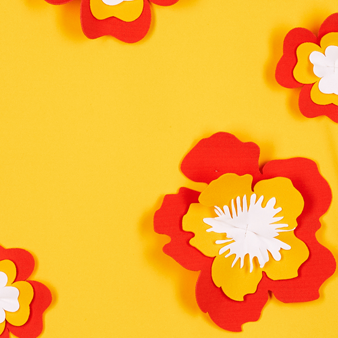 Fleurs 3D Badeanzug für Mädchen, Yellow drucken