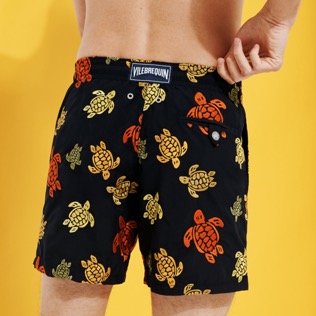 Men Embroidered Swim Shorts Ronde Des Tortues - Limited Edition Navy back worn view