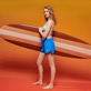 Damen Triangel Bedruckt - Palms & Stripes Triangel-Bikinioberteil für Damen – Vilebrequin x The Beach Boys, Weiss Details Ansicht 1
