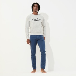 Men Others Embroidered - Men cotton crewneck sweatshirt solid, Lihght gray heather details view 5