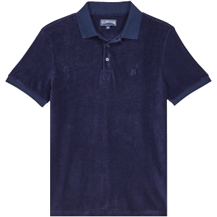 Picture of Men Others Solid - Men Terry Polo Shirt Solid, Navy front view Picture of Men Others Solid - Men Terry Polo Shirt Solid, Navy front view