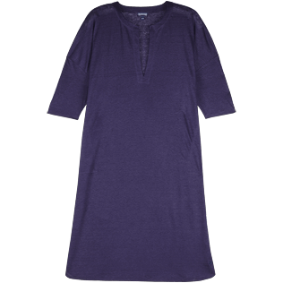 Women Others Solid - Women Long linen jersey Tunic Dress Solid, Midnight blue front Women Others Solid - Women Long linen jersey Tunic Dress Solid, Midnight blue front