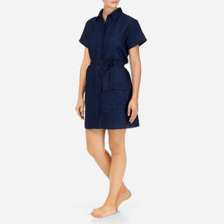 Women Dresses Solid - Indigo Dress, Indigo frontworn Women Dresses Solid - Indigo Dress, Indigo frontworn
