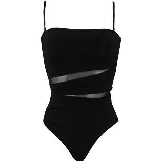 Women One piece Solid - Women Bustier One-piece Swimsuit Solid, Black front Women One piece Solid - Women Bustier One-piece Swimsuit Solid, Black front