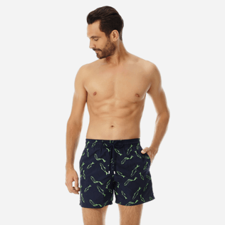 Men Embroidered Embroidered - Men Swimtrunks Embroidered Fish Dance - Limited Edition, Navy frontworn Men Embroidered Embroidered - Men Swimtrunks Embroidered Fish Dance - Limited Edition, Navy frontworn