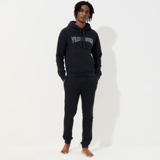 Men Others Embroidered - Men Embroidered Cotton Hoodie Sweatshirt Solid, Navy details view 6