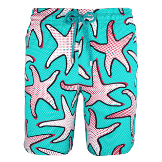 Men Long Printed - Men Stretch Swimtrunks Starfish Art, Veronese green front Men Long Printed - Men Stretch Swimtrunks Starfish Art, Veronese green front