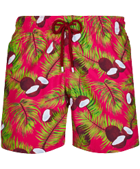 Men Classic Printed - Men Swim Trunks 2006 Coconuts, Shocking pink front view