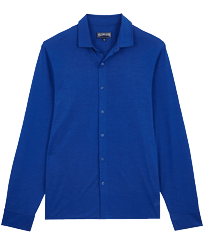 Hombre Autros Liso - Camisa de punto Tencel de color liso para hombre, Azul ultramar vista frontal