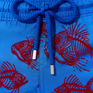 Picture of Men Long classic Printed - Men Swim Trunks Long 2018 Prehistoric Fish Flocked, Sea blue details view 2 Picture of Men Long classic Printed - Men Swim Trunks Long 2018 Prehistoric Fish Flocked, Sea blue details view 2