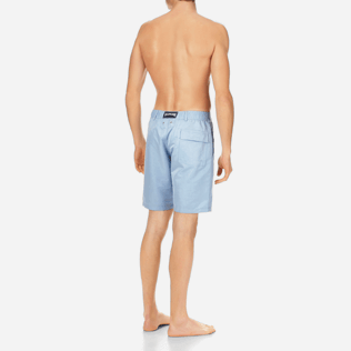 Men Others Solid - Men Straight Linen Cotton Bermuda Shorts Solid, Sky blue backworn Men Others Solid - Men Straight Linen Cotton Bermuda Shorts Solid, Sky blue backworn