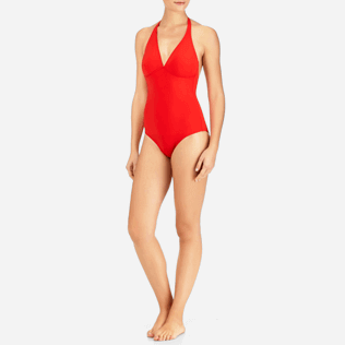 Women One Piece Solid - Solid shaping One piece, Poppy red frontworn Women One Piece Solid - Solid shaping One piece, Poppy red frontworn