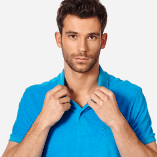 Men Others Solid - Men Terry Cloth Polo Shirt Solid, Hawaii blue supp1 Men Others Solid - Men Terry Cloth Polo Shirt Solid, Hawaii blue supp1