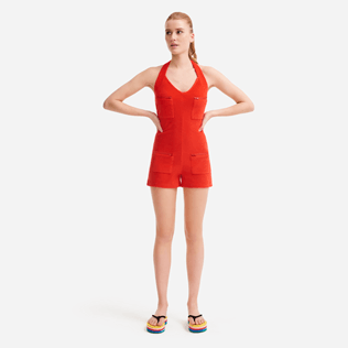 Women Others Solid - Women terry Playsuit - Vilebrequin x JCC+ - Limited Edition, Poppy red frontworn Women Others Solid - Women terry Playsuit - Vilebrequin x JCC+ - Limited Edition, Poppy red frontworn