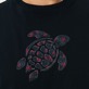 Hombre Autros Bordado - Camiseta en algodón de color liso con tortuga bordada para hombre, Azul marino detalles vista 2