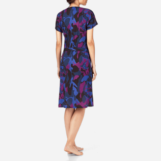 Mujer Vestido Estampado - Vestido envolvente con estampado Camouflage Turtles, Ciruela backworn Mujer Vestido Estampado - Vestido envolvente con estampado Camouflage Turtles, Ciruela backworn