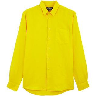 Men Others Solid - Men Linen Shirt Solid, Safran front Men Others Solid - Men Linen Shirt Solid, Safran front