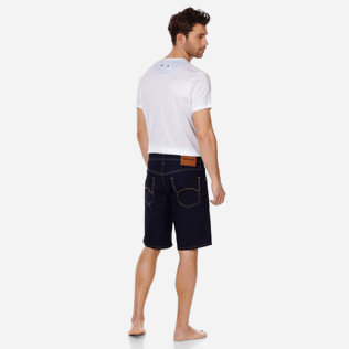 Hombre Autros Liso - Bermudas vaqueras con cinco bolsillos para hombre, Dark denim w1 backworn Hombre Autros Liso - Bermudas vaqueras con cinco bolsillos para hombre, Dark denim w1 backworn