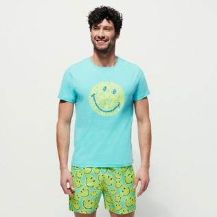 Men Others Printed - Men Cotton T-shirt Turtles Smiley - Vilebrequin x Smiley®, Lazulii blue details view 2