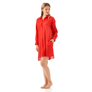 Women Dresses Solid - Solid dress shirt, Poppy red supp1 Women Dresses Solid - Solid dress shirt, Poppy red supp1